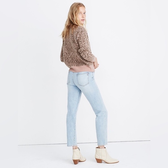 Madewell Shrunken Pullover Sweater in Leopard Pink Medium - Picture 2 of 12